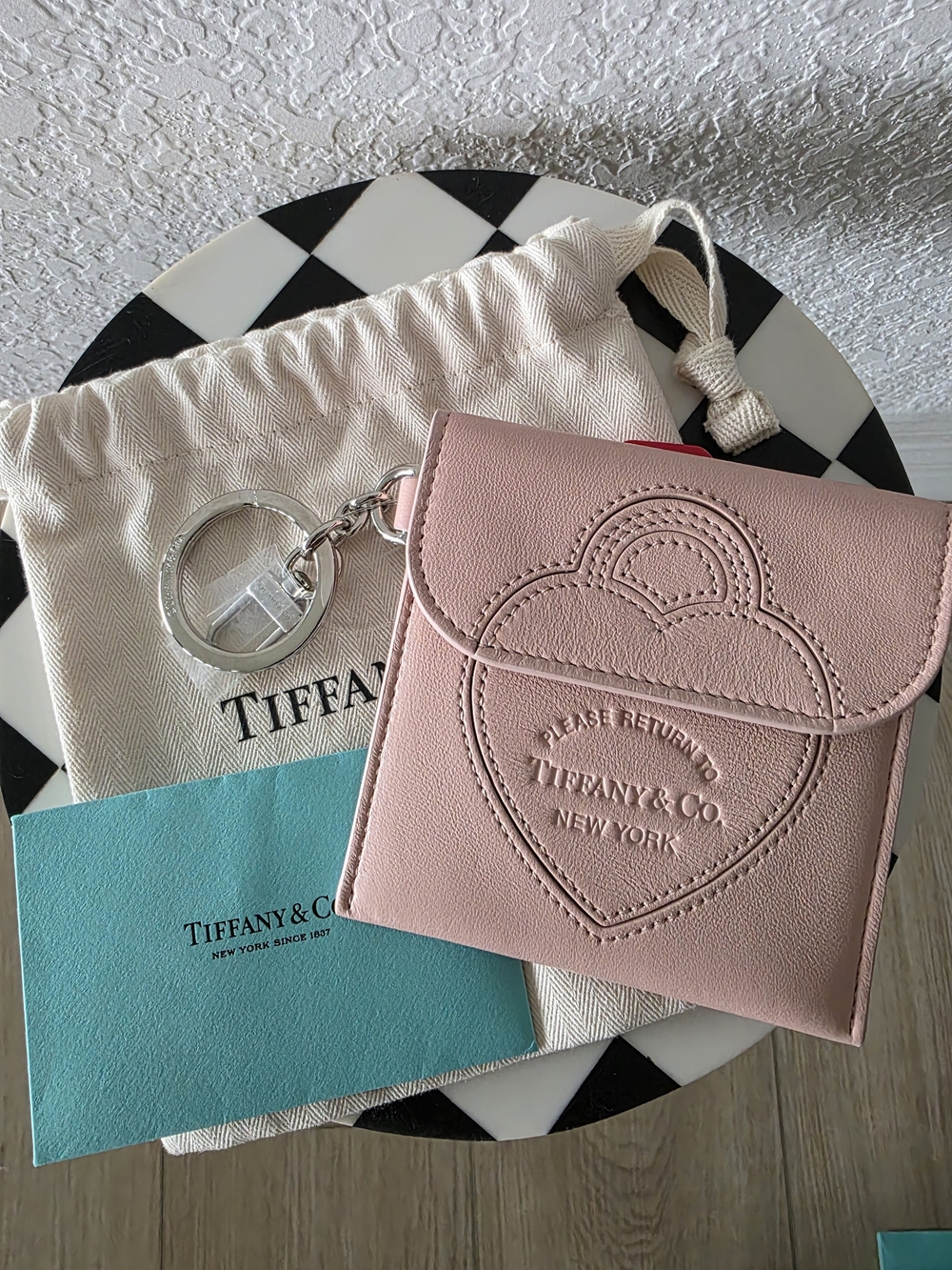 NWT Tiffany & Co. Pink Heart Leather Key Pouch